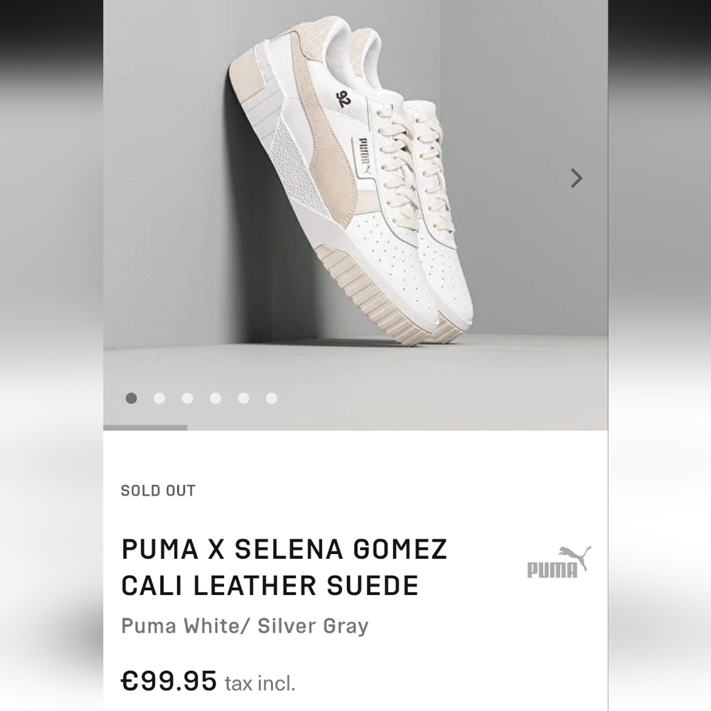 Puma Cali Leather Suede Women's Sneakers - White and Gray